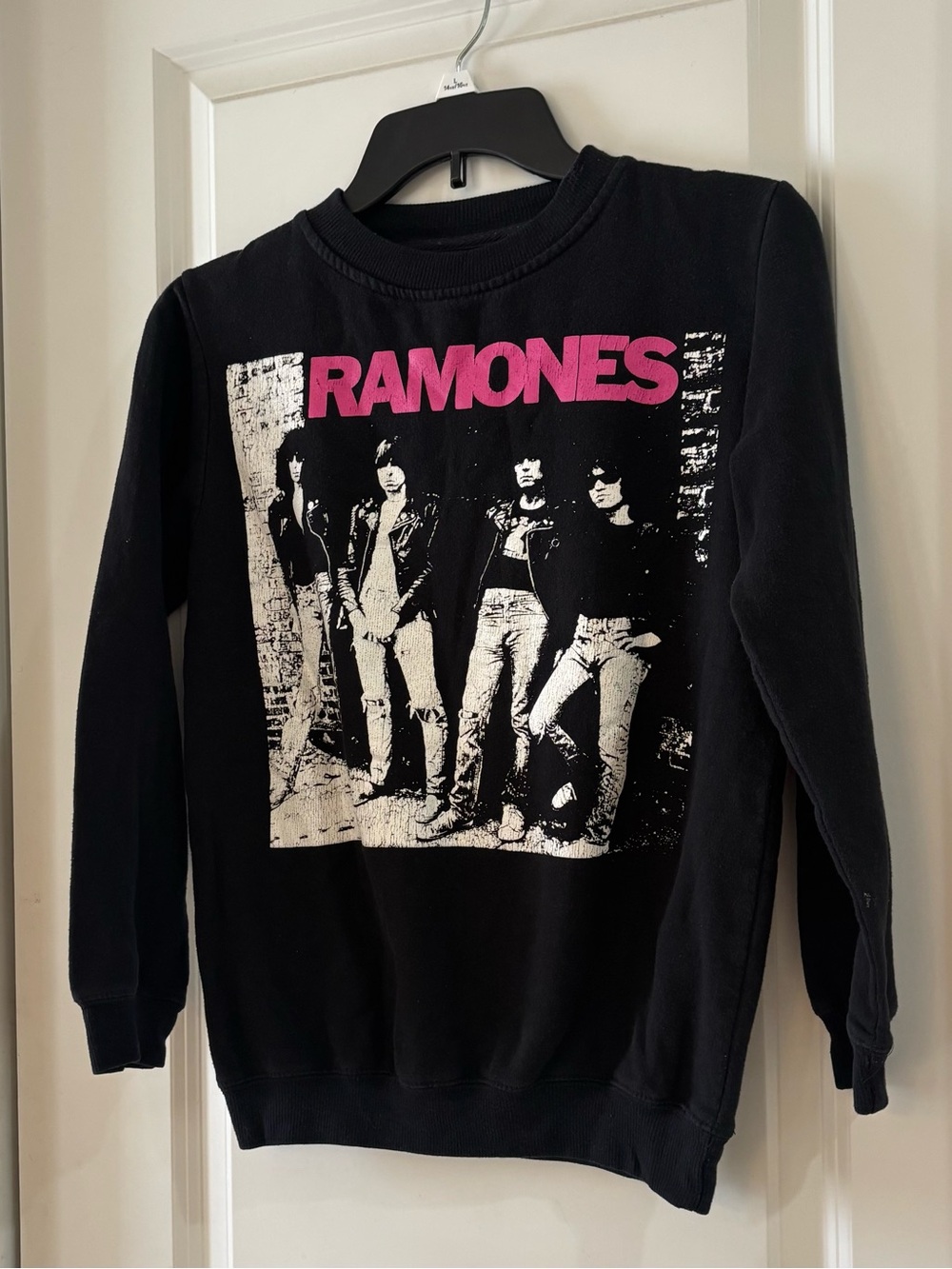 Ramones Black Graphic Crewneck Sweatshirt with Pink Logo - Picture 7 of 7